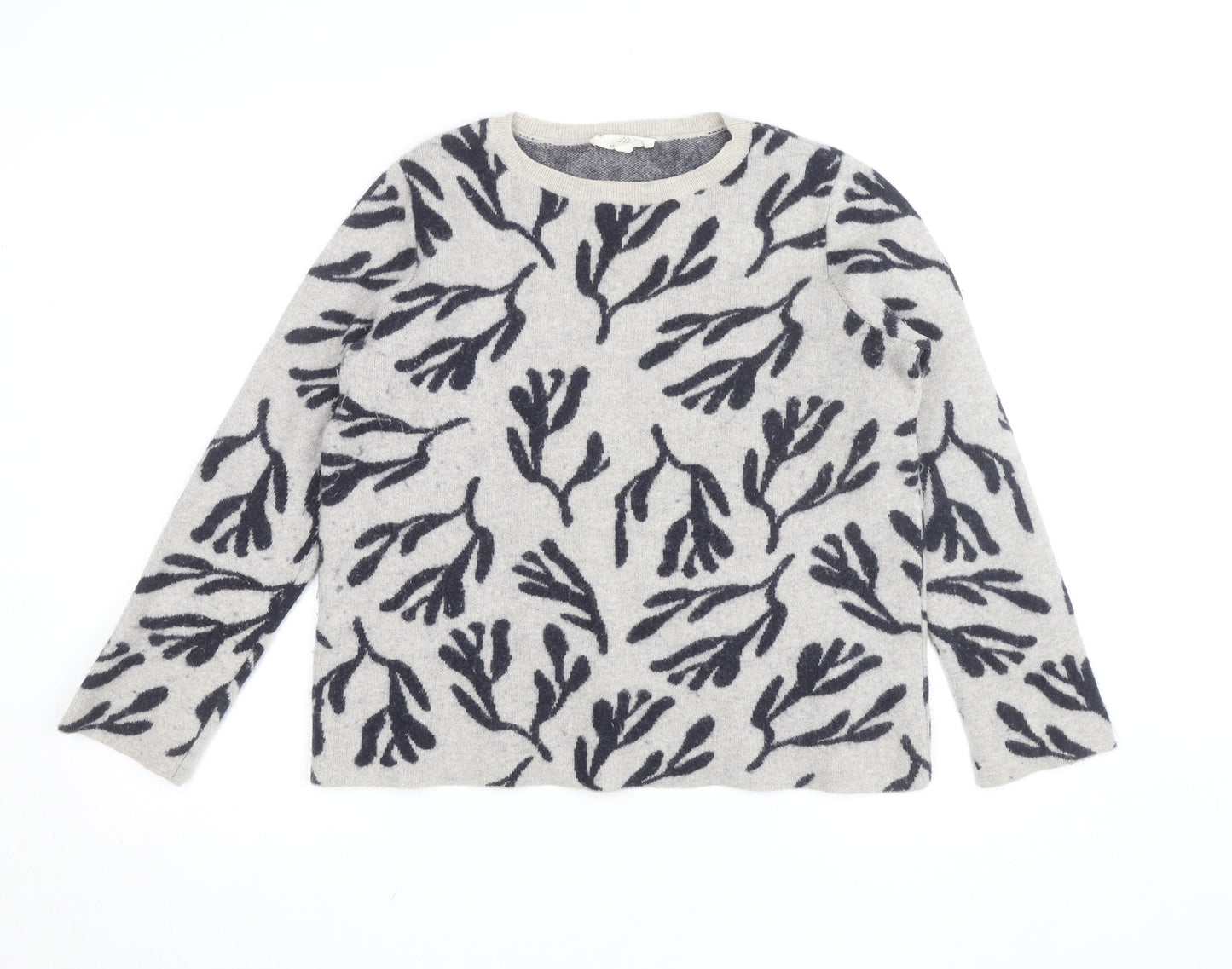 Seasalt Cornwall Women’s Grey Floral Lambswool Jumper UK 12
