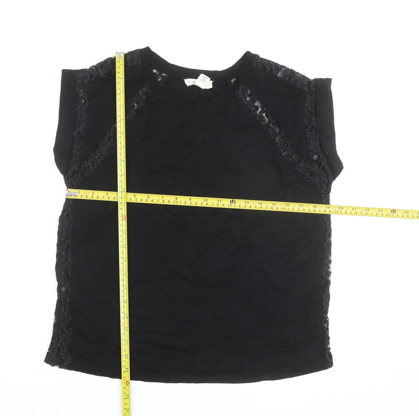 Forever 21 Womens Black Lace Trim Sleeveless Blouse Size L
