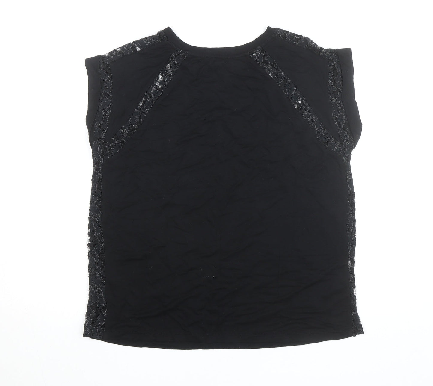 Forever 21 Womens Black Lace Trim Sleeveless Blouse Size L