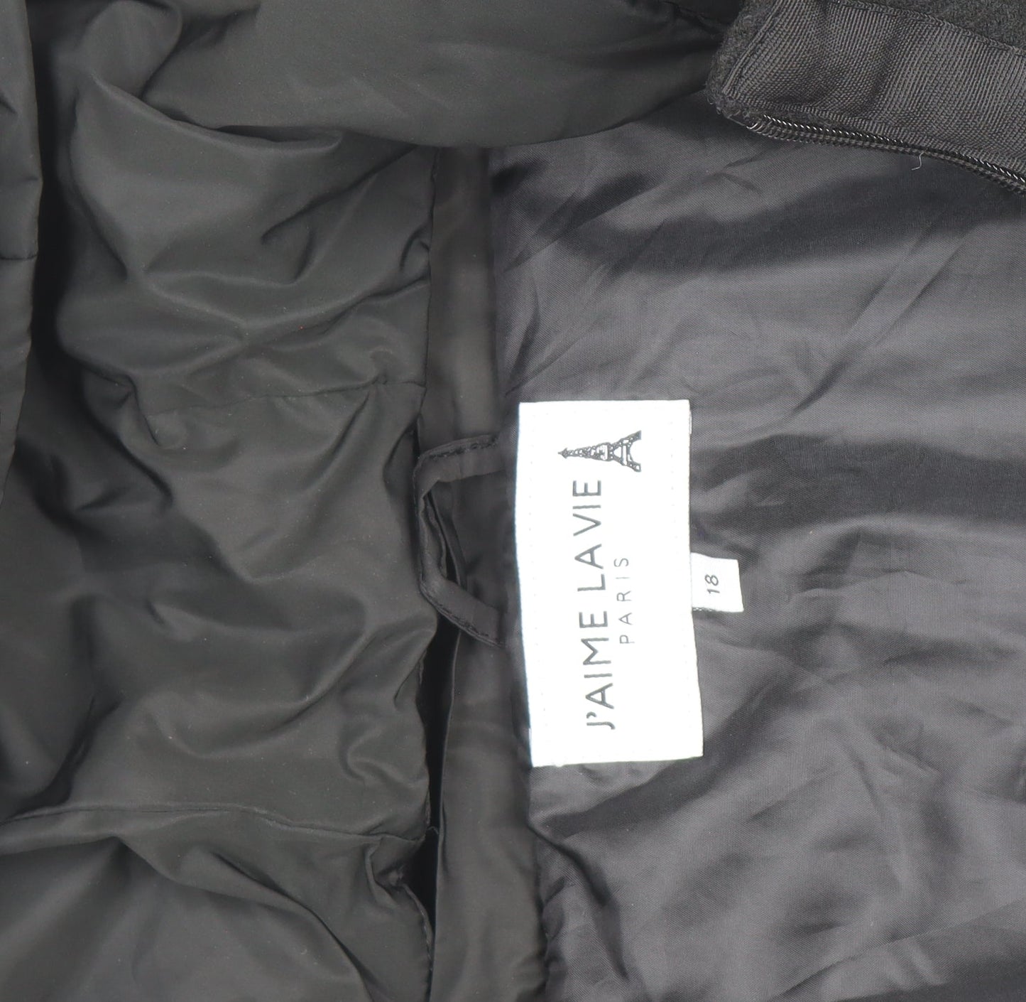 J’aime La Vie Women’s Black Long Hooded Puffer Coat Size 18