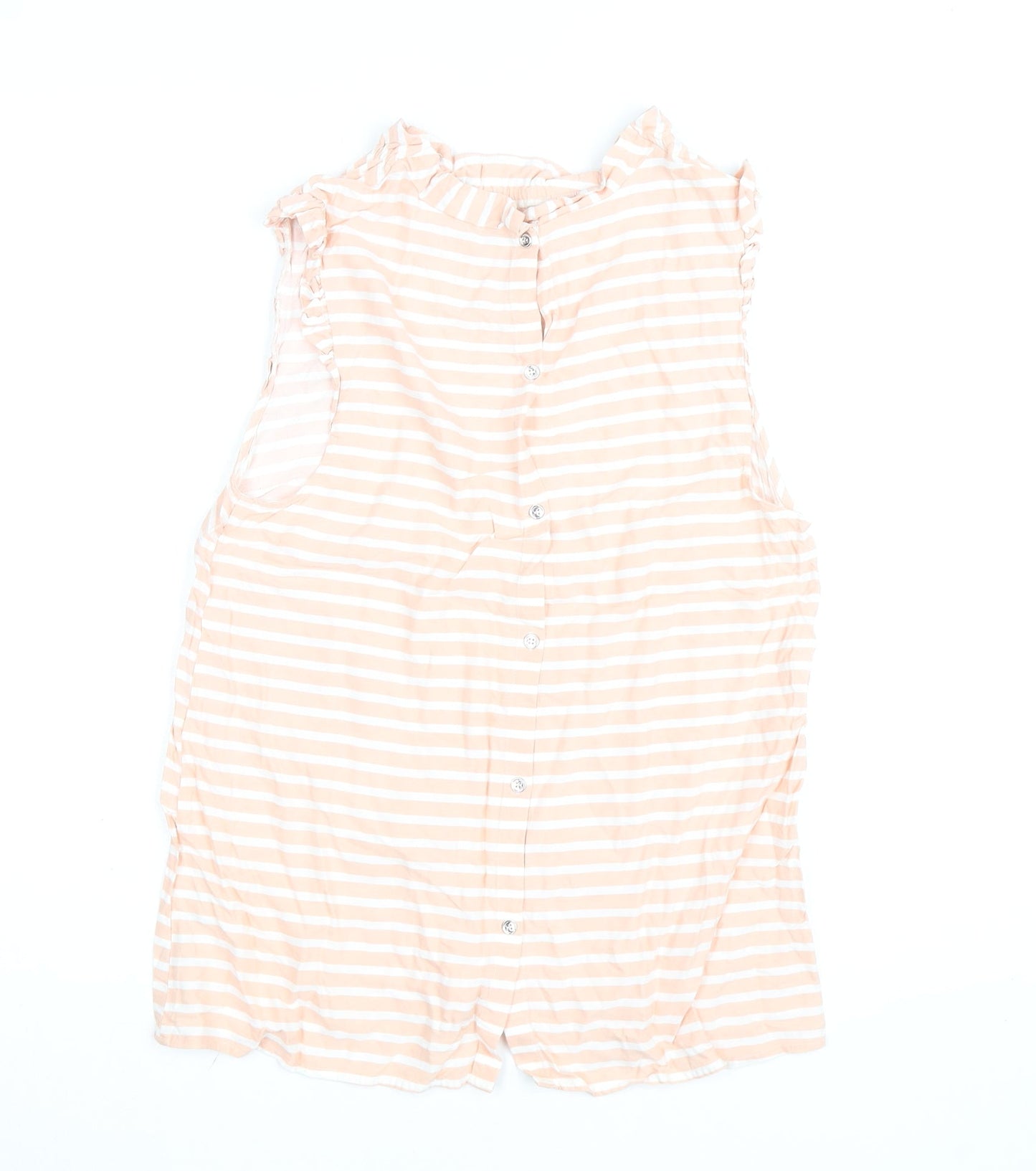 Oasis Women’s Pink Striped Sleeveless Button Blouse Size 14