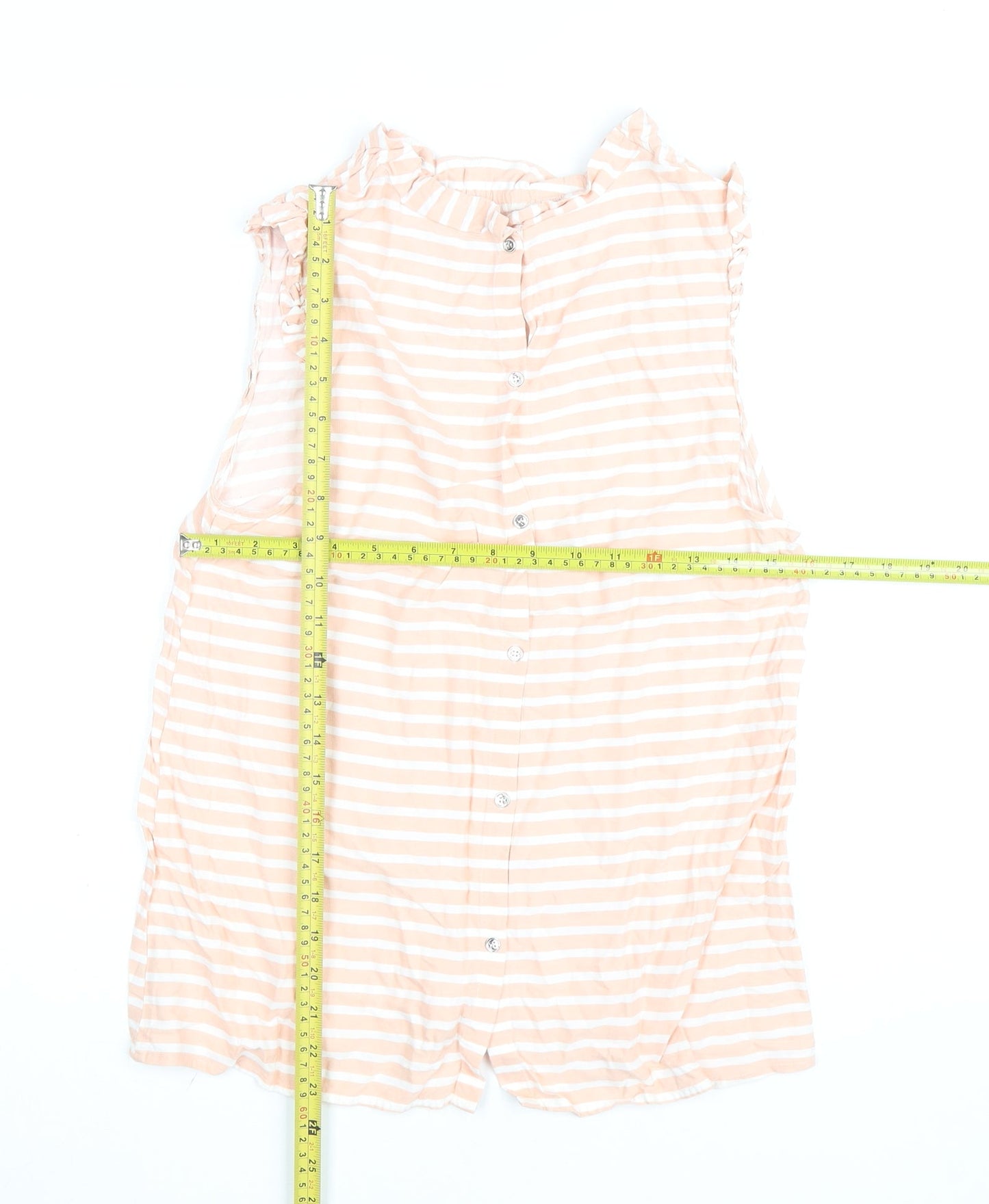 Oasis Women’s Pink Striped Sleeveless Button Blouse Size 14