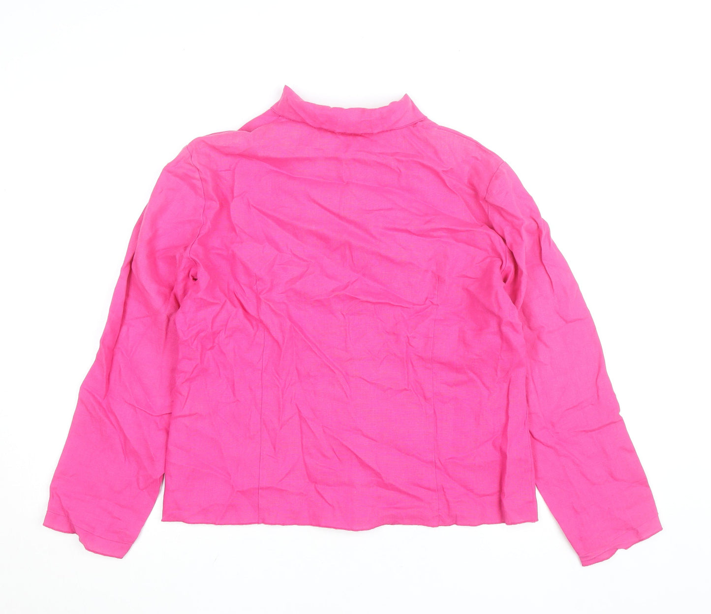 Max Pierre Womens Pink Linen Button-Up Shirt Size 14