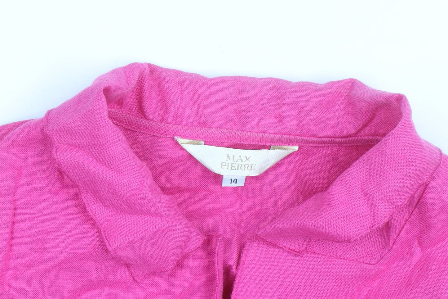 Max Pierre Womens Pink Linen Button-Up Shirt Size 14