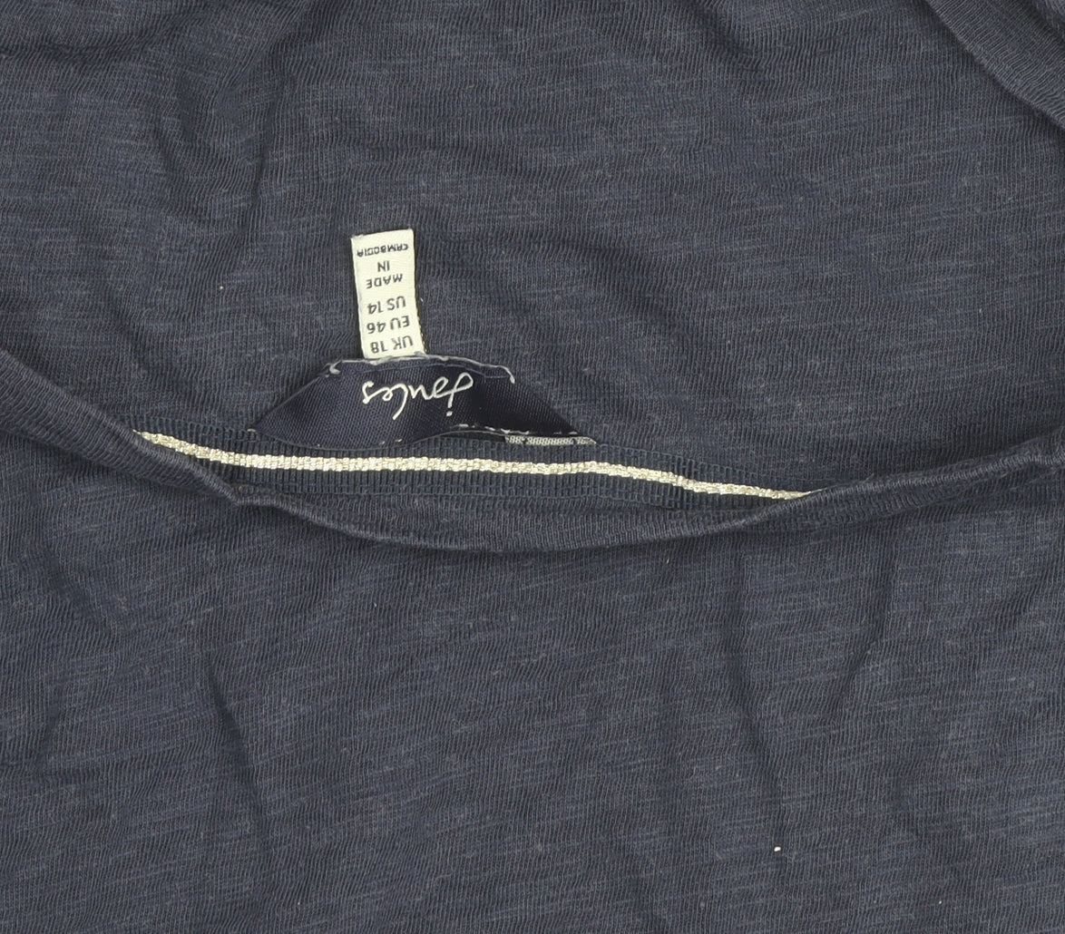 Joules Womens Blue Bee Embroidered Cotton T-Shirt Size 18