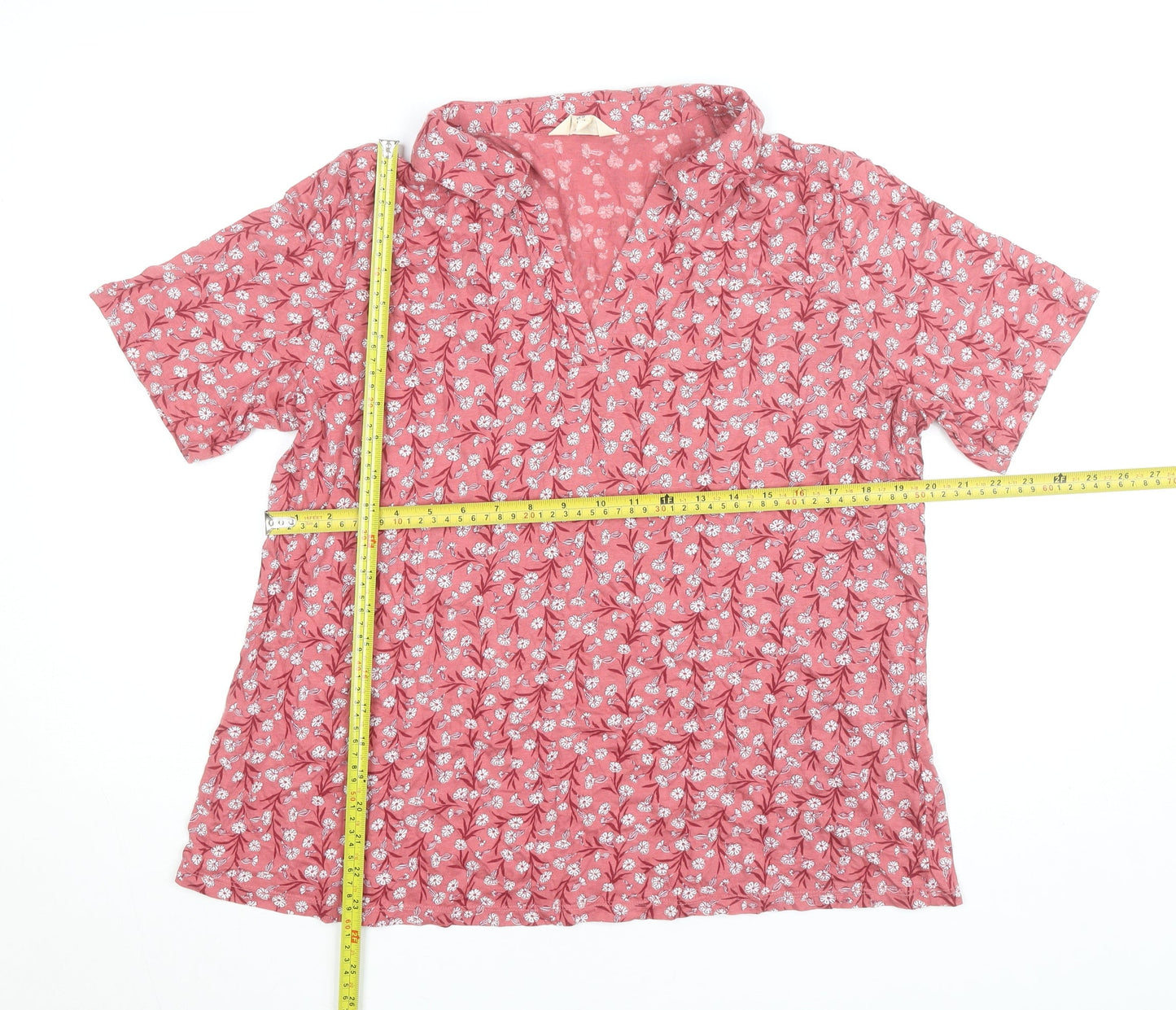 Seasalt Cornwall Womens Pink Floral Organic Cotton Blouse Size 18