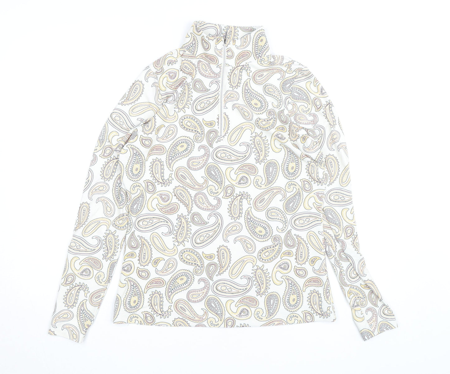Ping Womens Multicoloured Paisley Long Sleeve Zip Neck Top Size 8