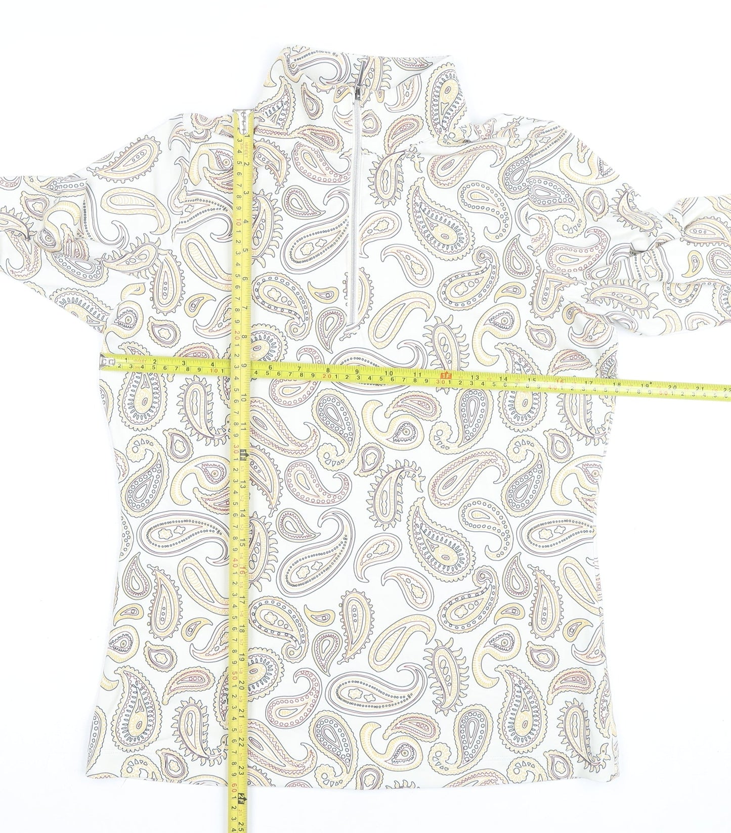 Ping Womens Multicoloured Paisley Long Sleeve Zip Neck Top Size 8