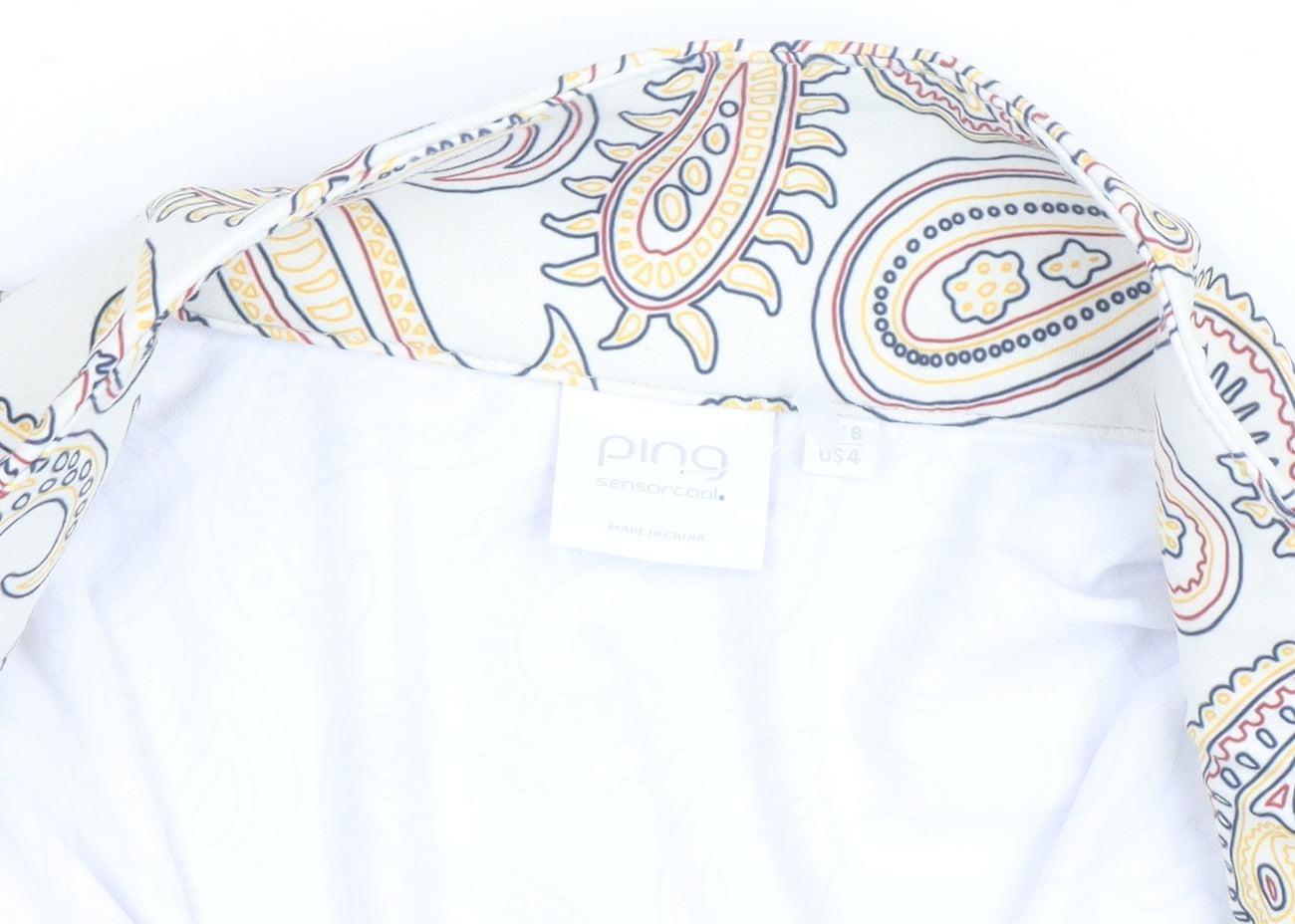 Ping Womens Multicoloured Paisley Long Sleeve Zip Neck Top Size 8