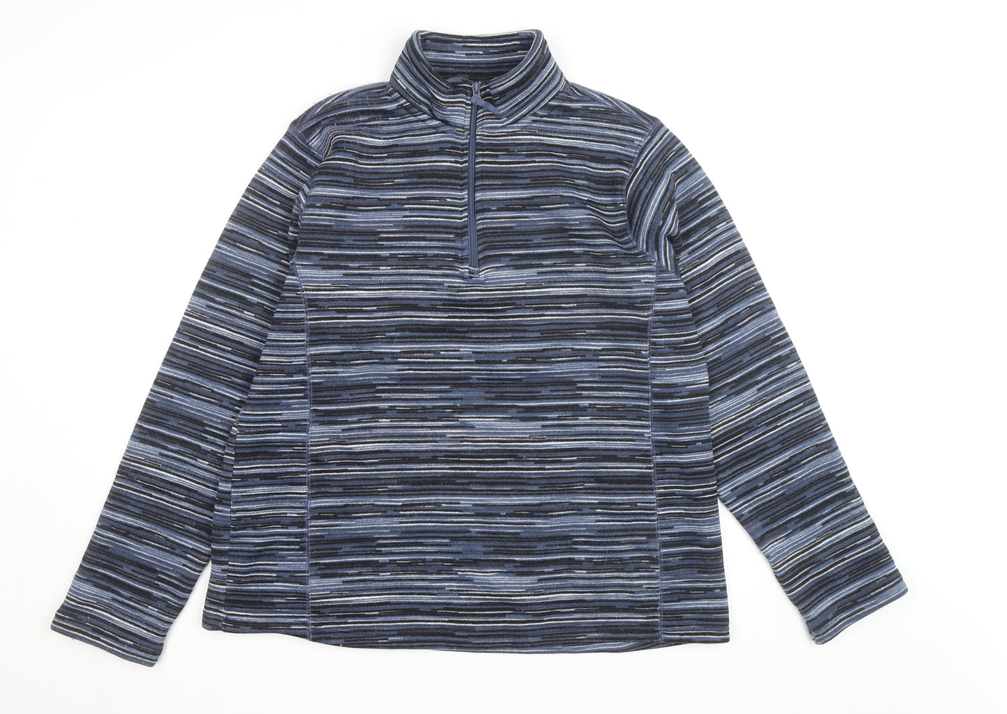 Mountain Warehouse Men's Blue Striped Fleece 1/2 Zip Active Jacket Size 2XL