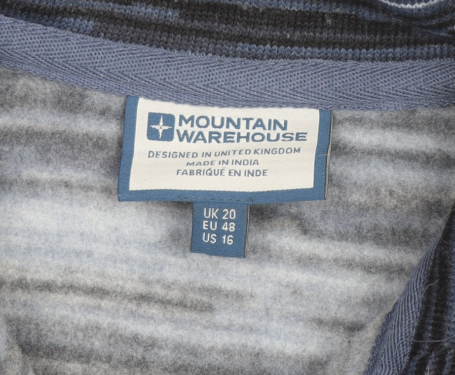 Mountain Warehouse Men's Blue Striped Fleece 1/2 Zip Active Jacket Size 2XL