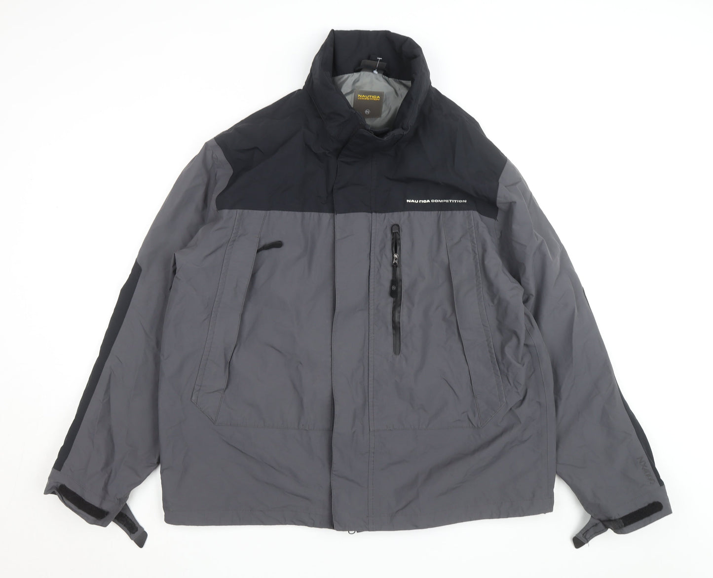 Nautica Men’s Grey Windbreaker Jacket L Regular Fit Water Resistant