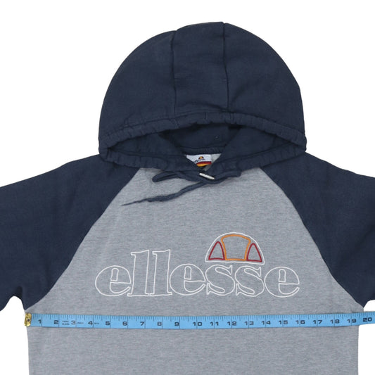 Ellesse Mens Grey Pullover Hoodie M Hooded Embroidered Sports Fleece