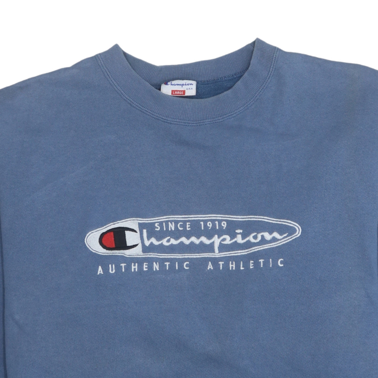 Champion Men's Blue Large Crew Neck Pullover Sweatshirt