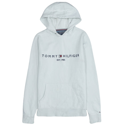 Tommy Hilfiger Men's White Pullover Hoodie M Logo Fleece Sweatshirt