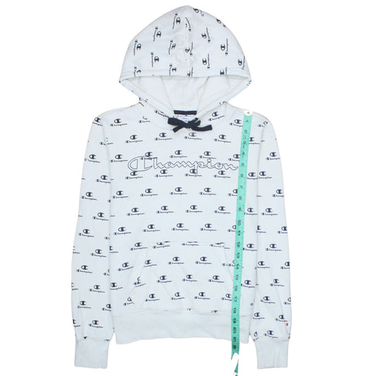 Champion Women's White Logo Print Pullover Hoodie Size S