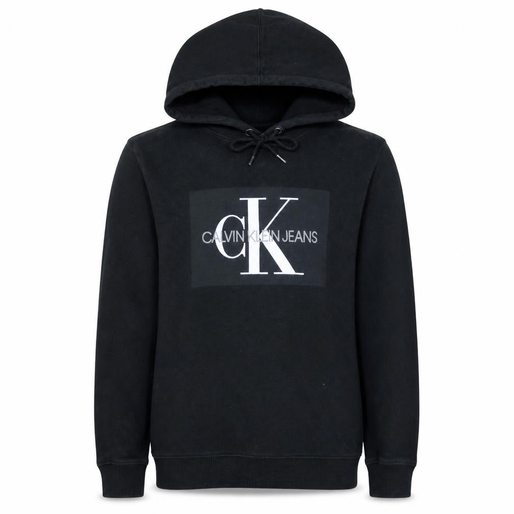 Calvin Klein Jeans Mens Black Small Pullover Logo Hoodie
