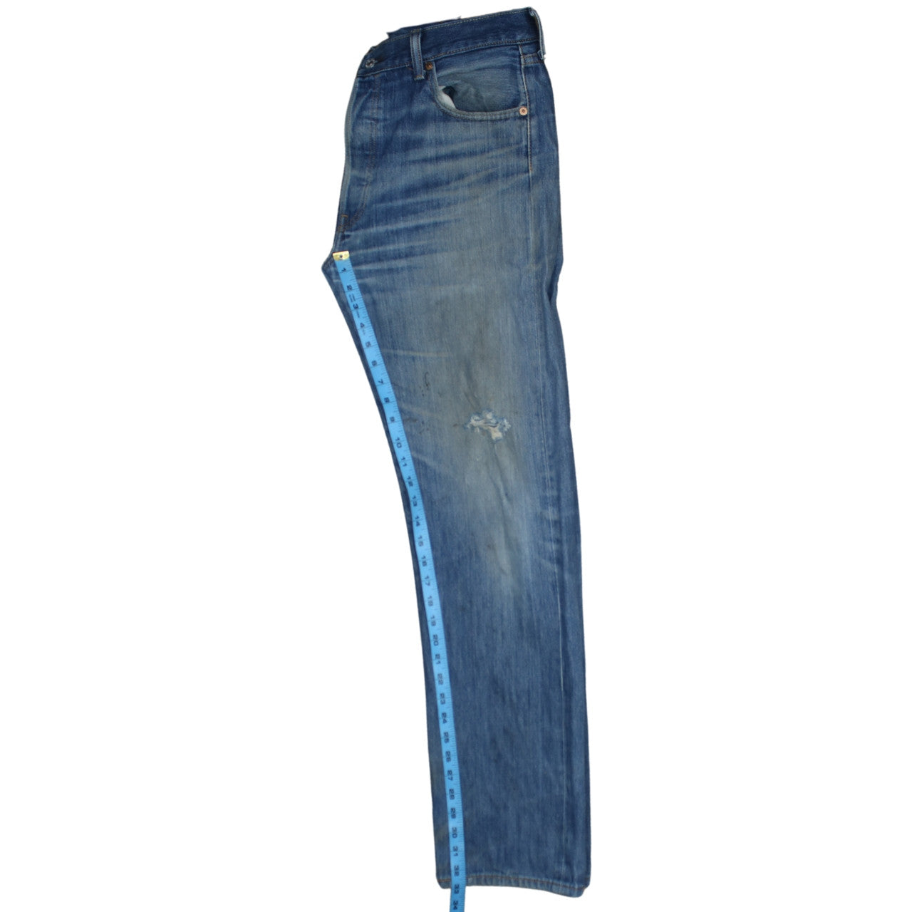 Levi's 501 Men's Blue Straight Leg Distressed Denim Jeans W36 L34