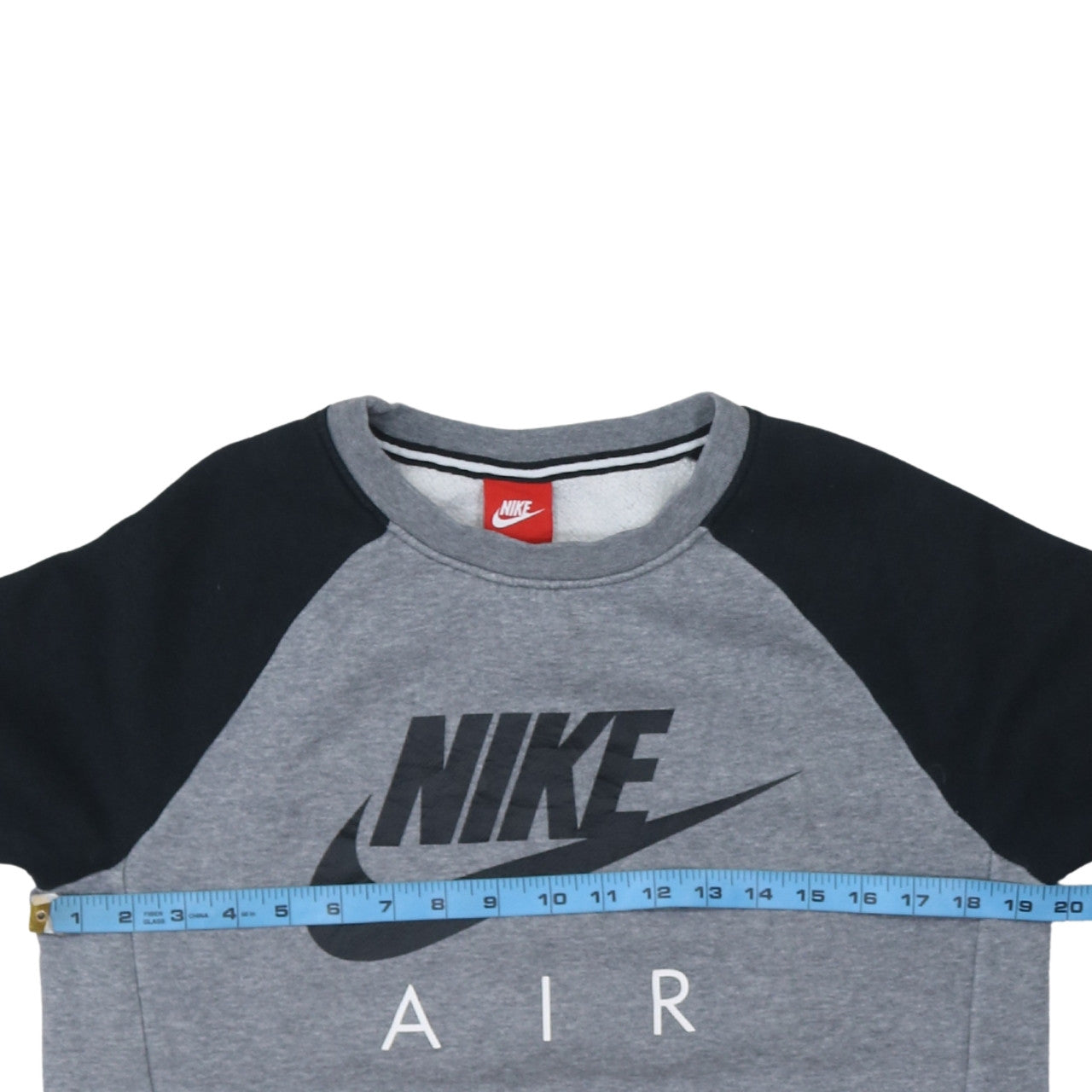 Nike Men Grey Black Air Logo Crew Neck Pullover Sweatshirt Size S