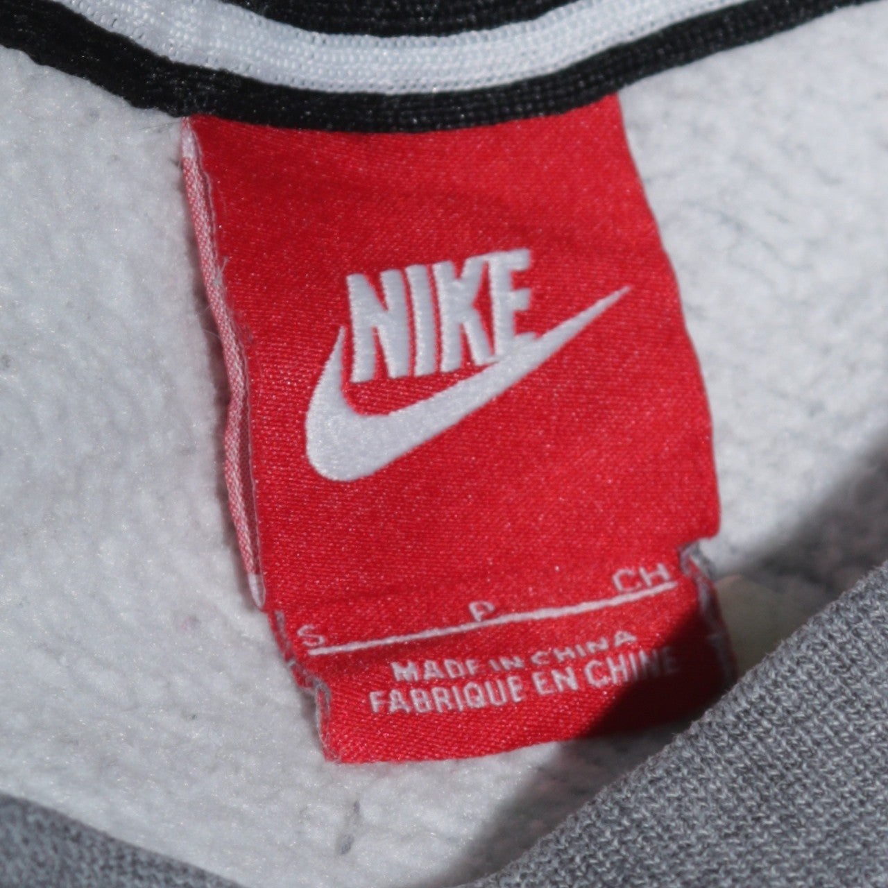 Nike Men Grey Black Air Logo Crew Neck Pullover Sweatshirt Size S
