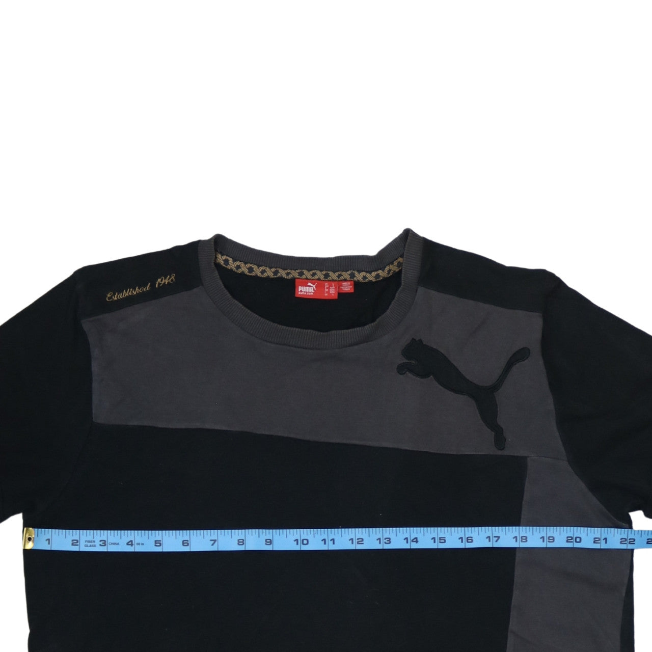 Puma Mens Black Colourblock Cotton Crew Neck T-Shirt Size L
