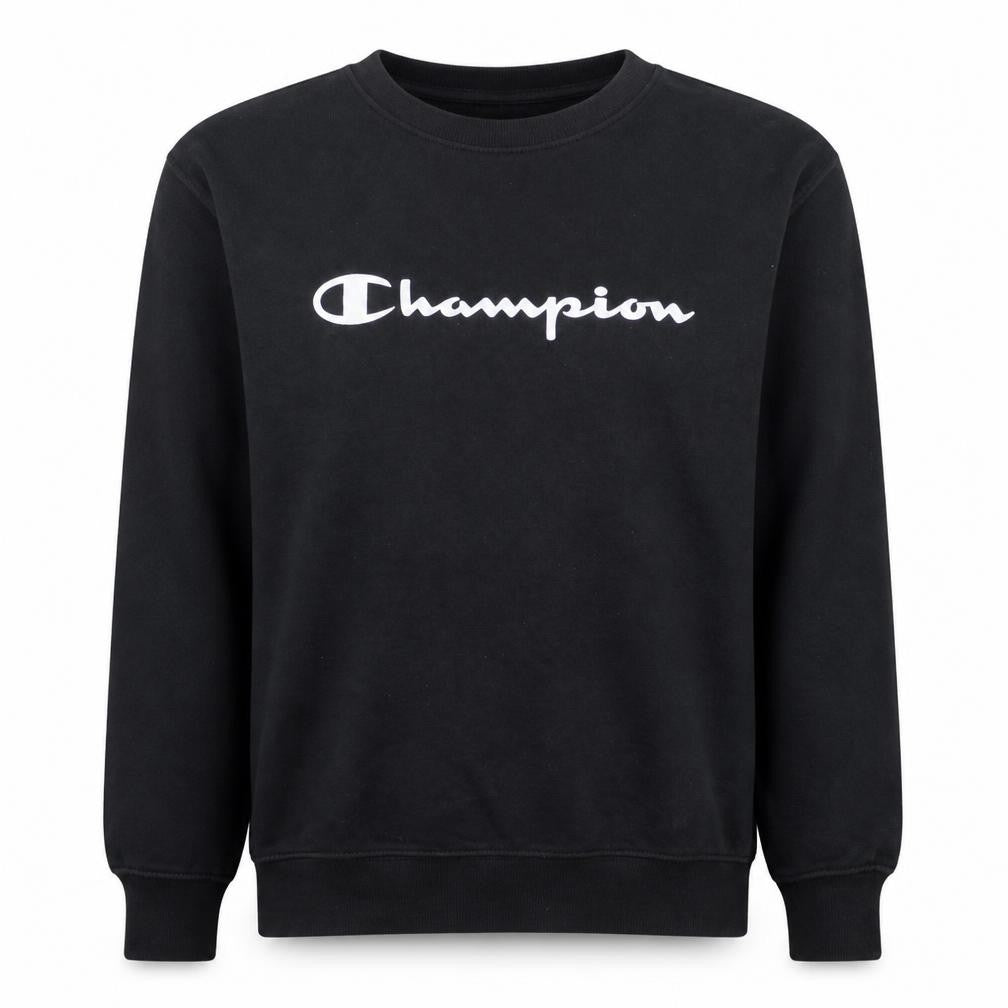 Champion Men's Black Medium Crew Neck Logo Sweatshirt