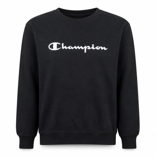 Champion Men's Black Medium Crew Neck Logo Sweatshirt