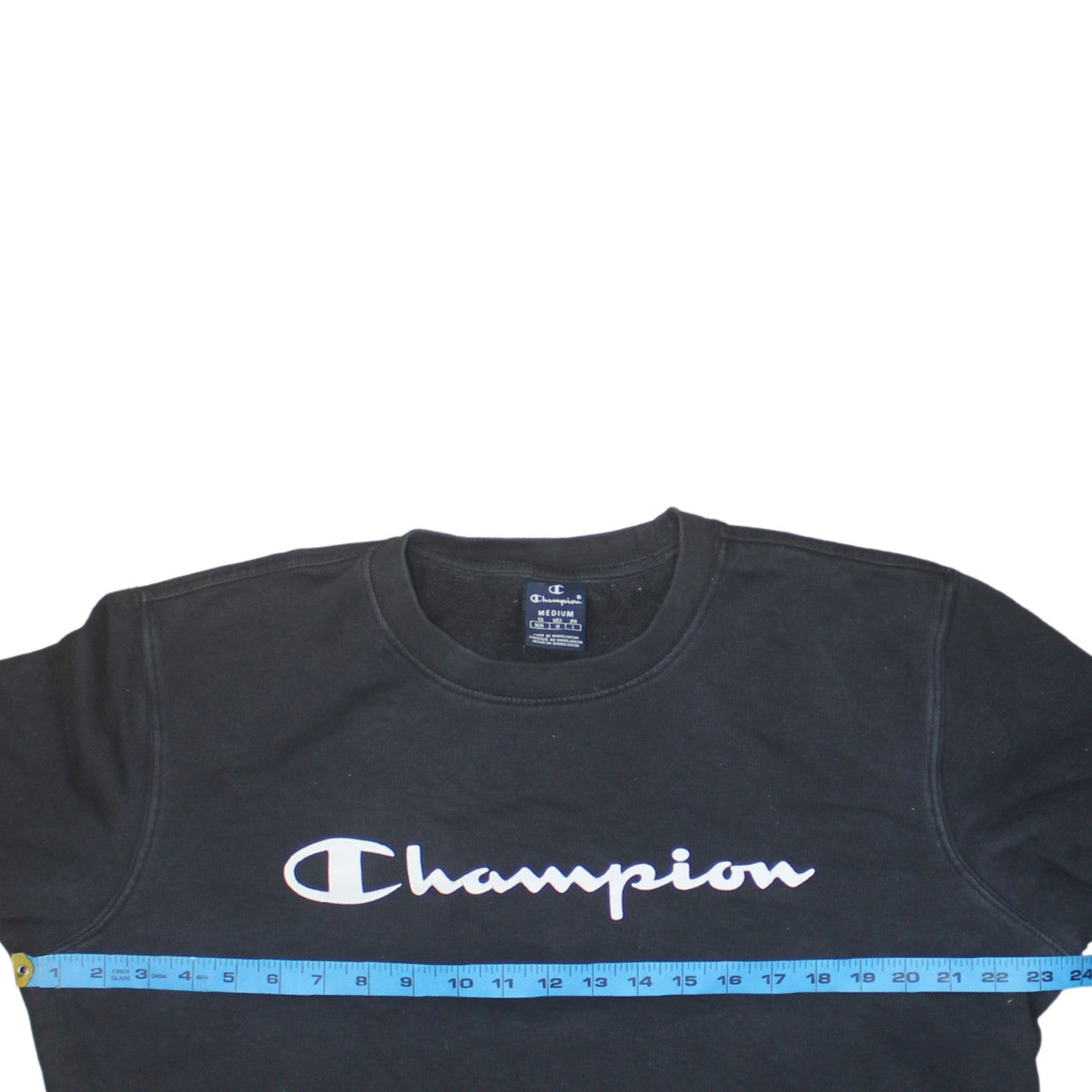 Champion Men's Black Medium Crew Neck Logo Sweatshirt