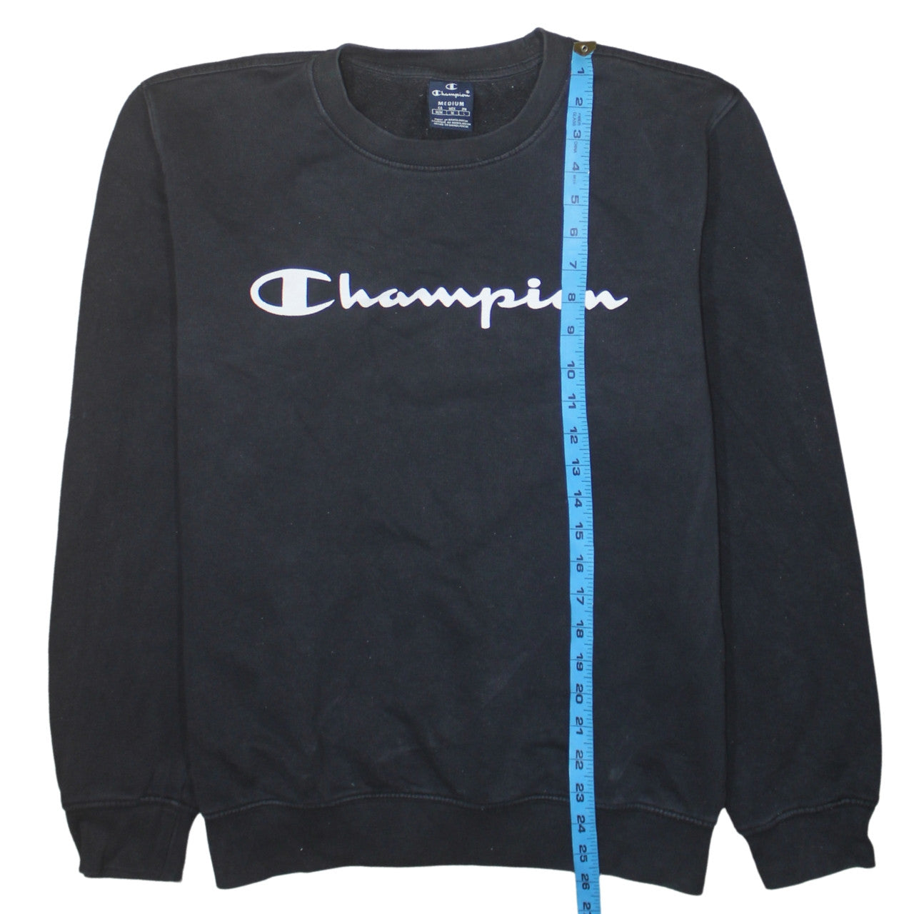 Champion Men's Black Medium Crew Neck Logo Sweatshirt