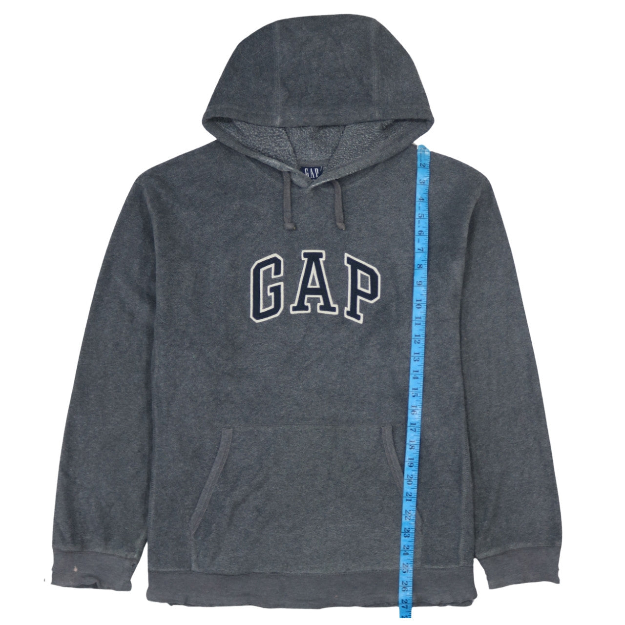 GAP Mens Grey Pullover Hoodie Medium Fleece Logo Sweatshirt