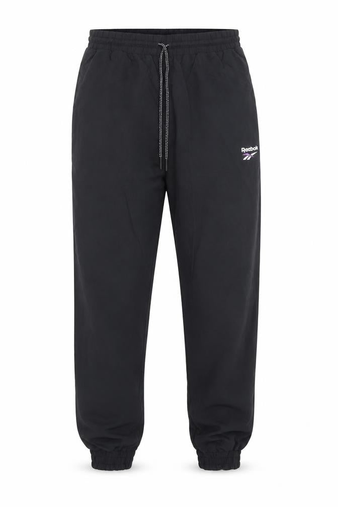 Reebok Womens Classic Black Nylon Joggers S Elastic Waist Tapered Fit