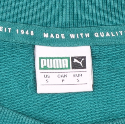 Puma Men's Green Small Pullover Crew Neck Cotton Sweatshirt
