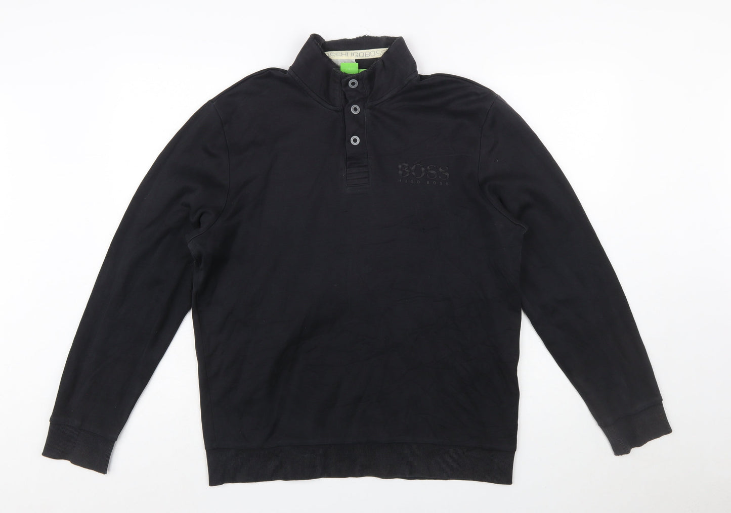 Hugo Boss Men's Black Henley Sweatshirt Size L