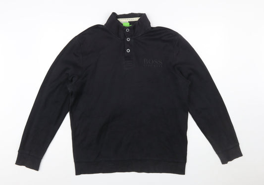 Hugo Boss Men's Black Henley Sweatshirt Size L