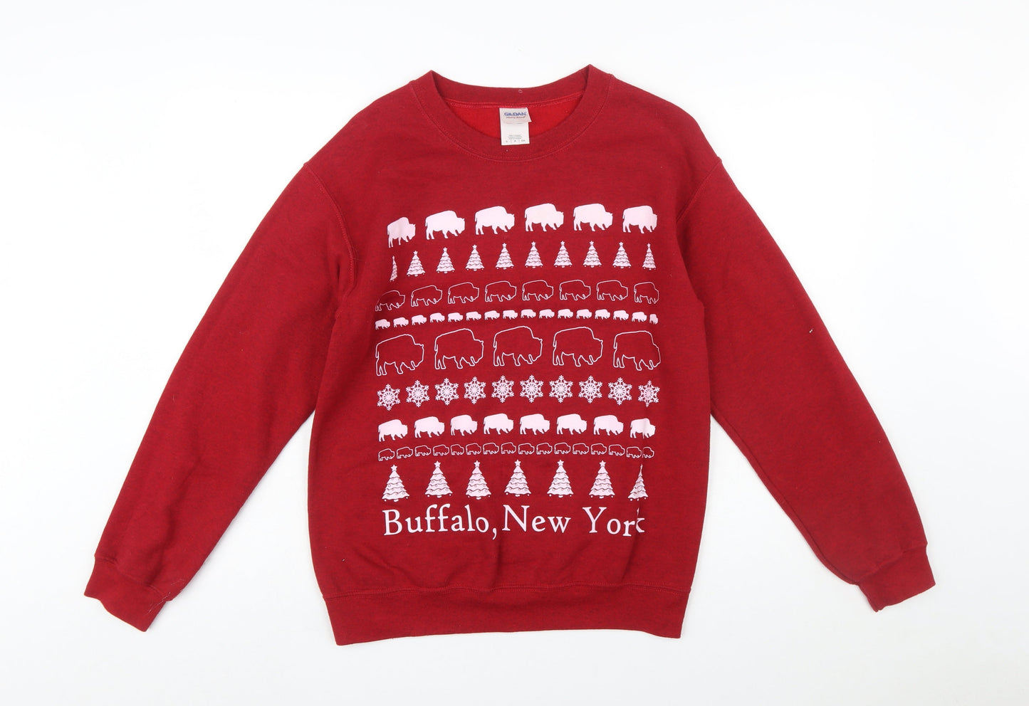 Gildan Heavy Blend Red Buffalo New York Graphic Sweatshirt Women S