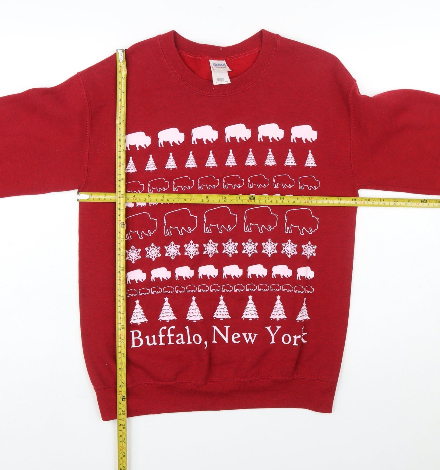 Gildan Heavy Blend Red Buffalo New York Graphic Sweatshirt Women S