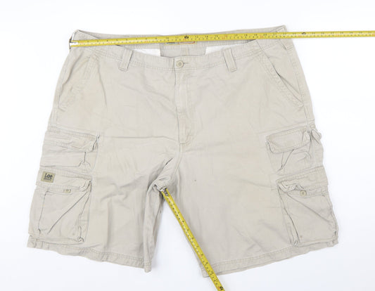 Lee Mens Beige Cargo Shorts Size 44 Regular Fit Cotton