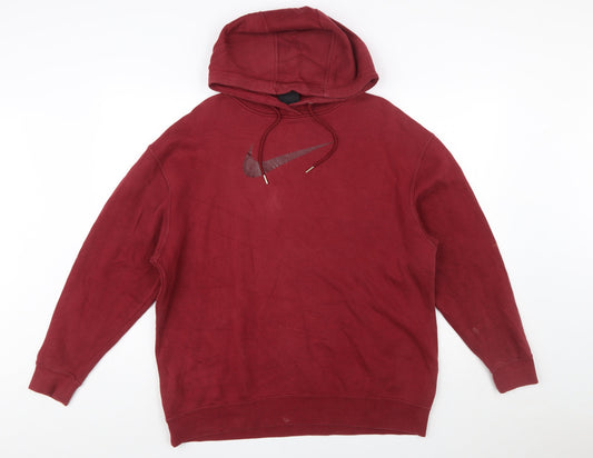 Nike Men's Red Pullover Hoodie Small Regular Fit Fleece Logo Sportswear