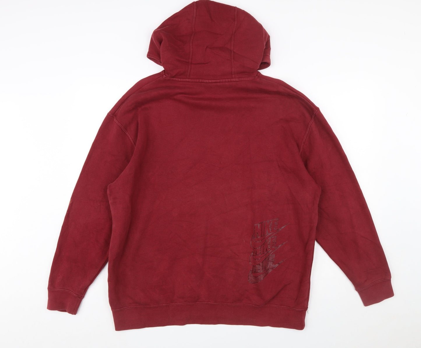 Nike Men's Red Pullover Hoodie Small Regular Fit Fleece Logo Sportswear
