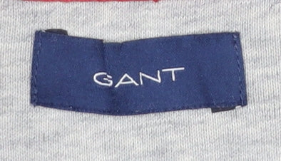 GANT Boys Grey Pullover Hoodie 16 Years Logo Crest Cotton Blend