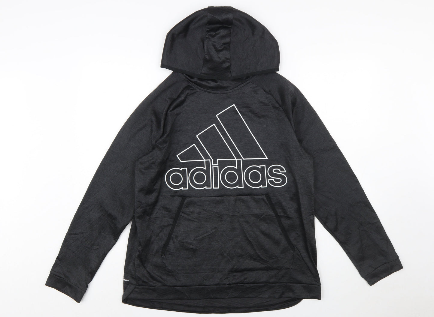 Adidas Women's Black Pullover Hoodie Size L 16-18 Polyester Athletic