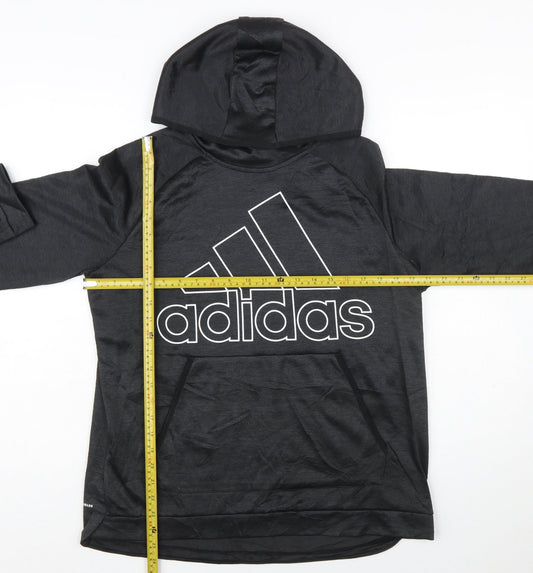 Adidas Women's Black Pullover Hoodie Size L 16-18 Polyester Athletic