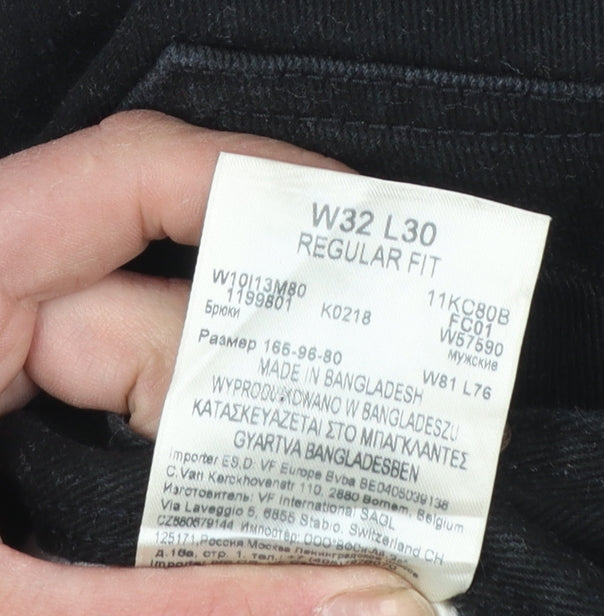 Wrangler Men's Black Regular Fit Straight Leg Jeans W32 L30