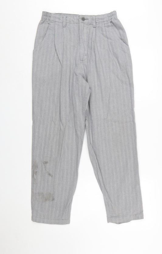 Lee Women's Grey Herringbone Cotton Chino Trousers Size 10 Petite