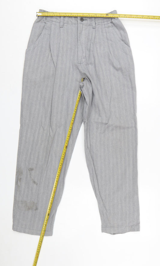 Lee Women's Grey Herringbone Cotton Chino Trousers Size 10 Petite