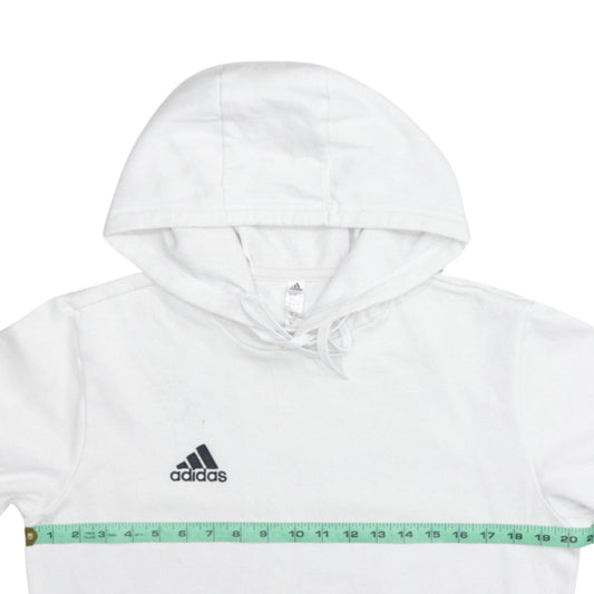 Adidas Men's White Pullover Hoodie Size S Sports Fleece Sweatshirt