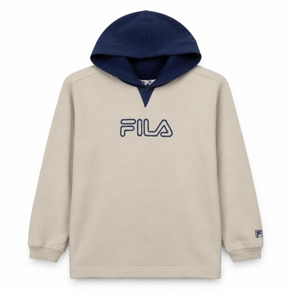 FILA Boys Beige Pullover Hoodie 11-12 Years Logo Fleece Sweatshirt