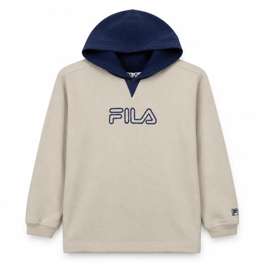 FILA Boys Beige Pullover Hoodie 11-12 Years Logo Fleece Sweatshirt