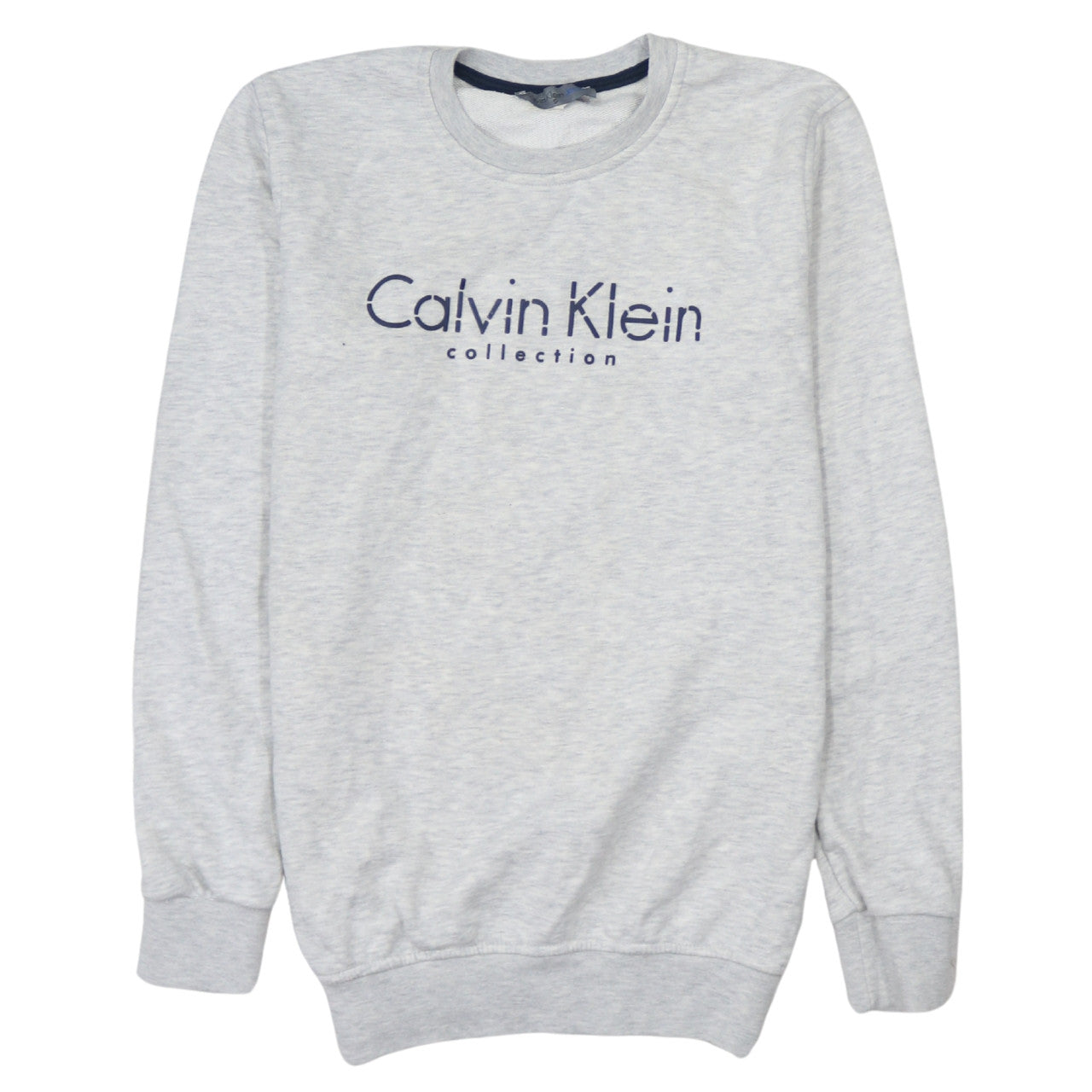 Calvin Klein Men Grey Cotton Logo Pullover Sweatshirt Size S