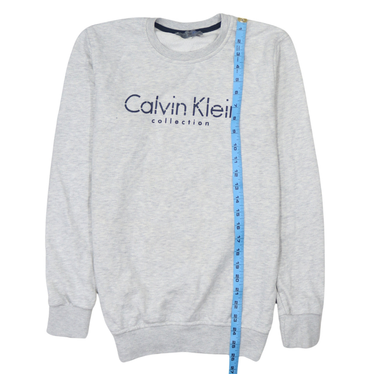 Calvin Klein Men Grey Cotton Logo Pullover Sweatshirt Size S